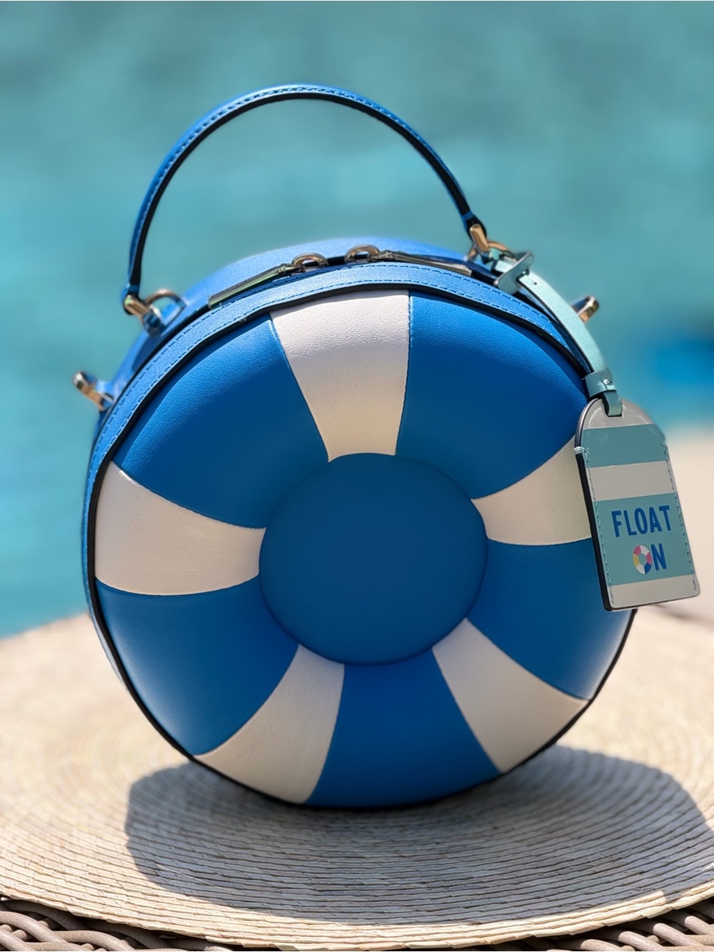 kate spade Blue and White Lifesaver Round Crossbody
